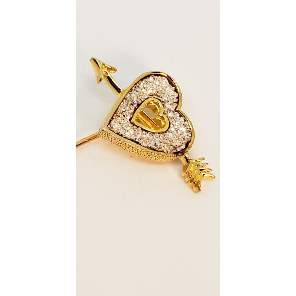 Vintage Franklin Mint 1979 Lover's Heart 24 Kt Gold Over Silver Stick Pin Brooch - Picture 6 of 12